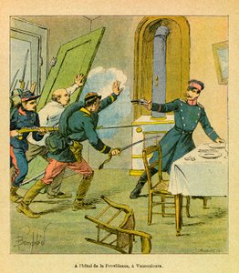 Eugene Sergeant keleti hadereje, Grenest néven, Louis Bombled (1862-1927) illusztrálásával (francia-német háború; hadjárat 1870-1871): Egy porosz tiszt, aki francia indítékok fogságába esett Vaucouleurs-ben, magángyűjtemény alkotó: Louis Charles Bombled