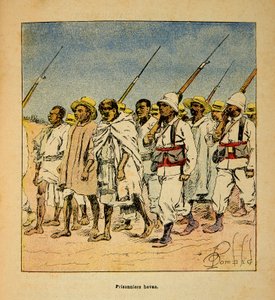 A madagaszkári háború – Az 1885–1895-ös francia expedíciók anekdotikus története, Henri Galli dit Galllichet (1854–1922), illusztrálta: Louis Bombled (1862–1927): Hovas rabok 1895-ben, Magángyűjtemény alkotó: Louis Charles Bombled