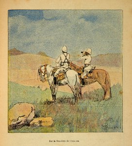 A madagaszkári háború – Az 1885-1895-ös francia expedíciók anekdotikus története, Henri Galli dit Galllichet (1854-1922), illusztrálta: Louis Bombled (1862-1927): Katonaság felderítésben Imerne és Madagaszkár határán, közlegény 1895-ben Gyűjtemény alkotó: Louis Charles Bombled
