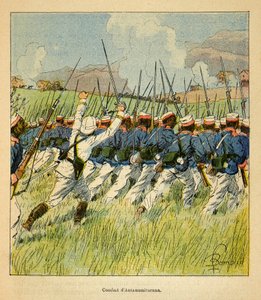 A madagaszkári háború - Az 1885-1895-ös francia expedíciók anekdotikus története Henri Galli dit Galllichet (1854-1922), illusztrálta Louis Bombled (1862-1927): Francia csapatok az 1895-ös antanamitaranai harcok során, magángyűjtemény. alkotó: Louis Charles Bombled