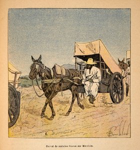 The War in Madagascar-Anecdotal History of the French Expeditions of 1885-1895 by Henri Galli dit Galllichet (1854-1922), illustrated by Louis Bombled (1862-1927): Convoy of Sick Escapes on Marololo, Private Collection alkotó: Louis Charles Bombled