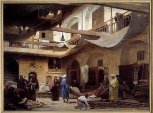 A szőnyegbazár a kairói Khan-Khabilban 1866-ban. Louis Claude Mouchot festménye (1830-1891)