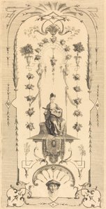 Ülő nő gitározik alkotó: Louis Crépy after Antoine Watteau