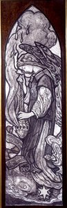 Angyal (szén barna krétával) alkotó: Louis Davis