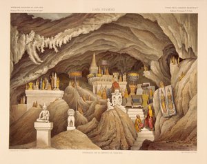 Egy laoszi barlangtemplom belseje, F. Sorrieu nyomata, illusztráció az „Egy felfedező út Indo-Kínában 1866, 1867 és 1868 között” című művéből, Francis Garnier és Ernest Doudart de Lagree, p.