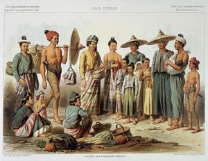 Laoszi lakosság 1870 körül a Francis Garnier Paris "" Utazás az Indokínában 1866-1868" című könyvében