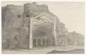 Sírok dór stílusú homlokzattal, sziklába vésve Syracuse közelében Voyage en Italy, and Sicile et à Malte – 1778 (sorozat címe)