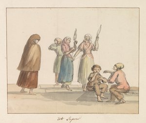 Gozo szigetének hagyományos viselete Ghozo jelmez (cím a tárgyon) Voyage en Italy, and Sicile et à Malte – 1778 (sorozat címe)