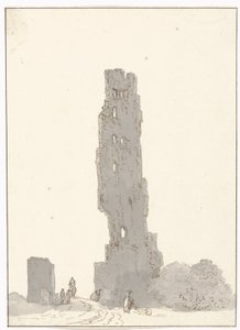 Ruïne van toren langs de grote weg tussen Terracina en Fondi Torre delle sette facciate a főúton Terracina és Fondi között (cím az objektumon) Utazások Olaszországban, Szicíliában és Máltán - 1778 (sorozat címe)