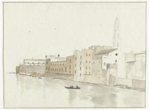 Stadsgezicht in Bari vanuit een raam in de herberg Kilátás Bari városának egy pontjára, hostelünk ablakából (cím a tárgyon) Utazások Olaszországban, Szicíliában és Máltán - 1778 (sorozat címe)