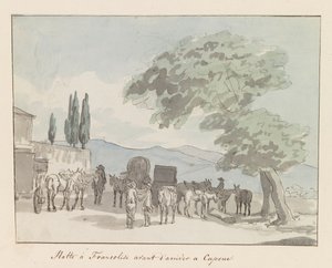 Álljon meg a Francolisi voor aankomst Capuában Álljon meg Francolisinál, mielőtt megérkezik Capuába (cím az objektumon) Utazások Olaszországban, Szicíliában és Máltán - 1778 (sorozat címe)