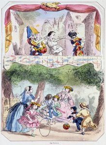 Polichinelle precepteur - litográfia, a Theatre des marionnettes du jardin des Tuileries-ból, szöveg és rajz: Louis Edmond Duranty (1833-1880), Párizs. alkotó: Louis Edmond Duranty