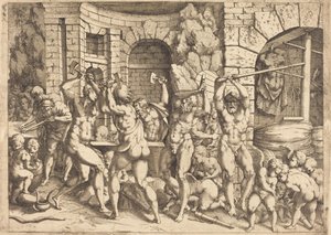 Vulkán kovácsműhelye alkotó: Louis Elle I after Francesco Primaticcio