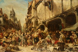 A piactér, 1862 alkotó: Eugene Isabey