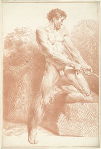 Férfi akt, állva, kötelet húzva alkotó: Louis Fabritius Dubourg