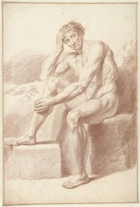 Férfi akt, hajlított térddel ülve alkotó: Louis Fabritius Dubourg