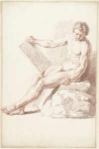 Meztelenül ül az akadémián, rajzolóként alkotó: Louis Fabritius Dubourg