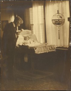 [Férfi és csecsemő madárkalitkával] alkotó: Louis Fleckenstein