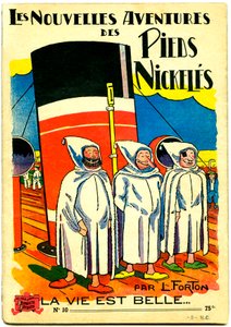 Egy képregényalbum borítója: Les Nouvelles Adventures des Pieds Nickeles, La vie est belle, n.10 (színes litho) alkotó: Louis Forton