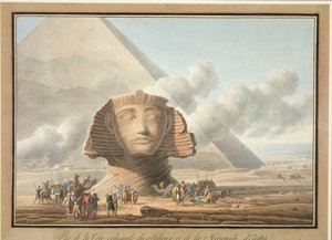 A szfinx fejének és a Khafre piramisnak a látképe, 1790 körül (lágy alapon metszet, wc-vel, papírra)