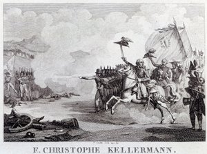 Francia forradalom: „” a tábornok és marechal Francois Christophe Kellermann (1735-1820) a valmyi csata idején, 1792. 09. 20-án”” Louis Francois Couche (1782-1849) metsze 18. század Párizs, Musee Carnavalet