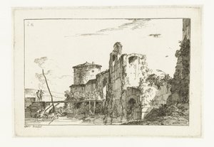 Erőd és egy híd a folyón alkotó: Louis Gabriel Moreau