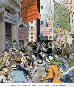 Talán segítene néhányan, ha a Wall Street adna kereskedelmi bélyegeket Louis Glackens 1866-1933, művész. Megjelent 1907-ben.