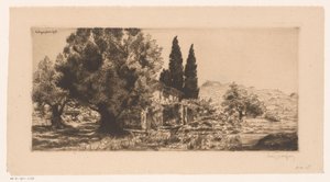 Gezicht op Les Lecques és Saint-Cyr-sur-Mer Les Lecques 1918. június (cím a tárgyon) alkotó: Louis Godefroy (signed by artist)