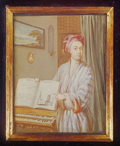 Brook Taylor (1685-1731) portréja, 1720 (wc és testszín, a kártyára fektetett pergamen)