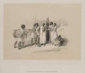 Egyiptom és Núbia, II. kötet: Núbiaiak csoportja – Wady Kardasey, 1847. alkotó: Louis Haghe