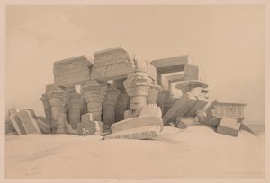 Egyiptom és Núbia: I. kötet – 1. szám, 2. szám, Kom Ombo templomának portikuszának maradványai, 1838. alkotó: Louis Haghe