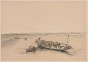 Egyiptom és Núbia: I. kötet – 4. szám, Rabcsónakok a Níluson, Nézet felé nézve..., 1838. alkotó: Louis Haghe