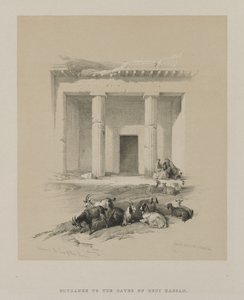 Egyiptom és Núbia, I. kötet: Beni-Hasan barlangjainak bejárata, 1847. alkotó: Louis Haghe
