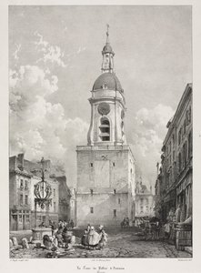 Festői és romantikus utazások ó-Franciaországban, Picardie: Amiens-i harangláb, Picardie, François Bonhommé után (francia, 1809-1881) alkotó: Louis Haghe