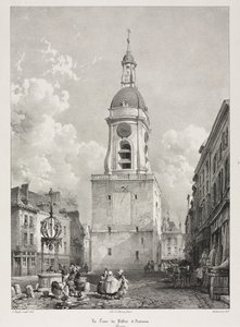Festői és romantikus utazások ó-Franciaországban, Picardie: Az Amiens-i harangtorony..., 1835. alkotó: Louis Haghe