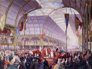 Sir Thomas Fairbairn átadja a címet a Prince Consortnak a műkincsek kiállításán, Manchesterben, 1857. május (ceruza, akvarell és gouache papíron) alkotó: Louis Haghe