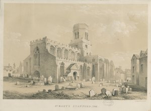 Stafford – Szent Mária-templom: litográfia, 1841 alkotó: Louis Haghe