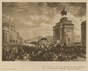 Wellington hercegének temetése; az Apsley-házat elhagyó menet alkotó: Louis Haghe