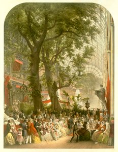 A Kristálypalota kereszthajója, 1851 (színes litográfia)