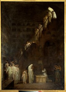 Temetés a római Cedars House Columbáriumában, a római Porte Capone-ban. Louis Hector Leroux (1829-1900) festménye