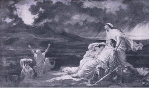 Herculaneum: A Vezúv kitörése, illusztráció a világ legjobb könyveinek könyvtárából, 1940 körül