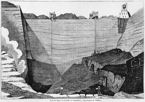 Commentry szénbánya, illusztráció a Le Magasin Pittoresque-ből, 1835 (bw fotó)