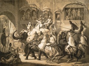 Egy utca Lahore-ban (1842. március) alkotó: Louis Henri de Rudder