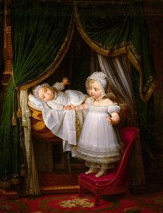 Artois-i Henri, Chambord grófja, Bordeaux hercege bölcsőjében nővérével, Louise Marie Thérèvel