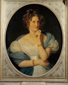 Delphine Gay (1804-1855) francia írónő, Madame Emile de Girardin portréja Neve Charles de Delaunay vikomt. Louis Hersent (1777-1860) festménye 1824 V. 0,92 x 0,72 m
