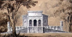 Kilátás a Gendarmerie Imperiale-ra, 1825 körül (toll, tinta és mosás papíron) alkotó: Louis Hippolyte Lebas