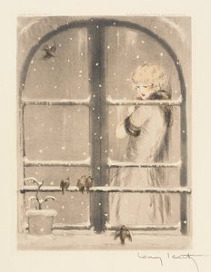 A négy évszak: tél, 1928 körül (kézzel színezett szárazhegy és akvatinta) (lásd még: 745548-50) alkotó: Louis Icart