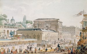 A Herculaneumban talált régiségeket a Nápolyi Múzeumba szállítják, 1782 körül (toll, tinta és WC papíron)