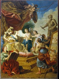 Erzsébet orosz császárné (I. Elisabeth Petrovna Romanov cárnő, Kelemen (1709-1762), a művészetek védőnője. (Erzsébet Petrovna császárné a művészetek védőnője) Louis Jean Francois Lagrenee (1725-1805) festménye, olaj a weben