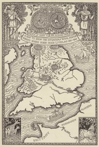 Egy térkép, amely bemutatja a királyi vadászerdők helyzetét, ahol Robin Hood élt, i.sz. 1160-1247